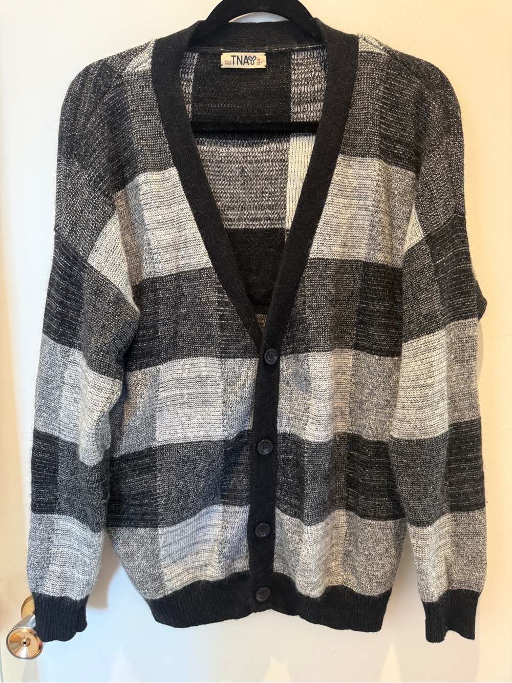 TNA Aritzia Angora Cashmere Colourblock Cardigan Sweater M